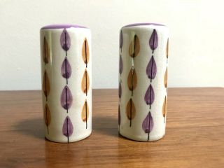 Vintage Mid Century Leaves Salt And Pepper Shaker Made In Portugal Hand Painted