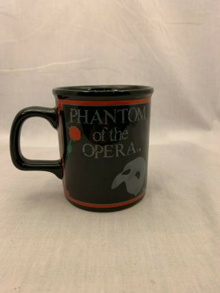 Phantom Of The Opera - Vintage 1988 Coffee Mug Cup Black With Red Rose & Mask