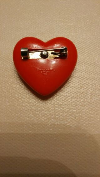 Vintage Hallmark 1985 Plastic Red Heart Pin 2