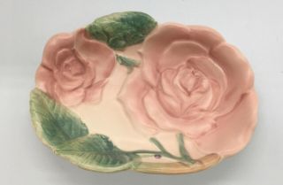 Vintage 1987 Fitz & Floyd Pink Roses Pattern 5.  5”x 4.  25” Oval Soap Trinket Dish