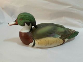 Vintage Porcelain Wood Duck Signed By Andrea Sadek Japan 6314 Multi Color