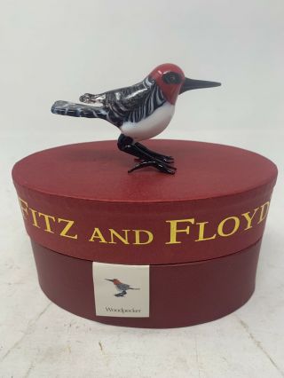 Fitz And Floyd Woodpecker Figurine Red Black And White Ff