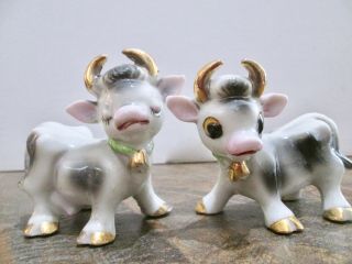 Vintage Ceramic Anthropomorphic Cow Salt & Pepper Shaker Set - Japan