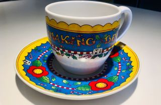 Mary Engelbreit Let The Merry Making Begin Christmas Time For Tea Cup And Saucer