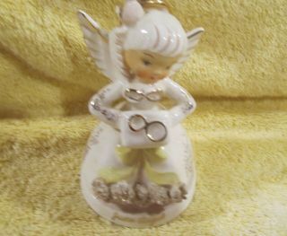 Vintage Napco June Angel Figurine W/ Wedding Ring Holder C1366