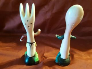 Anthropomorphic Fork and Spoon Salt and Pepper Shakers Vintage Retro Unique 2