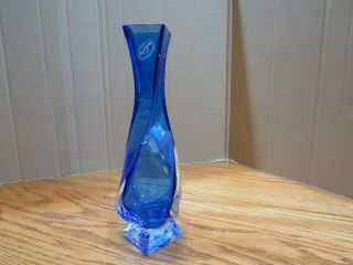 Royal Gallery Crystal Bud Vase Square Base Glass Cobalt Blue Italy 9 ¼ 1995