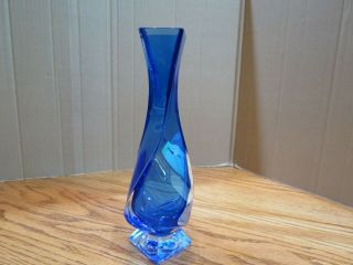 Royal Gallery Crystal Bud Vase Square Base Glass Cobalt Blue Italy 9 ¼ 1995 2
