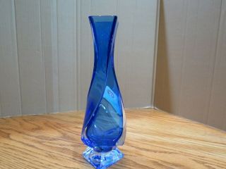Royal Gallery Crystal Bud Vase Square Base Glass Cobalt Blue Italy 9 ¼ 1995 3