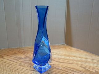 Royal Gallery Crystal Bud Vase Square Base Glass Cobalt Blue Italy 9 ¼ 1995 4