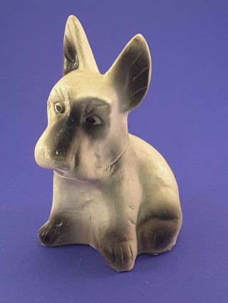 Vintage Chalkware Schnauzer Dog - Carnival Prize Dog Figurine