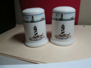 Salt And Pepper,  Lighthouse With Strip Of Scenery On Top,  Heavy Set
