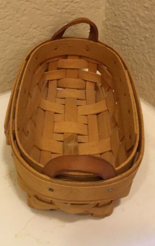 1998 Small Longaberger Handwoven Basket 7.  5” Long X 4.  25” Wide X 2.  25” High 2