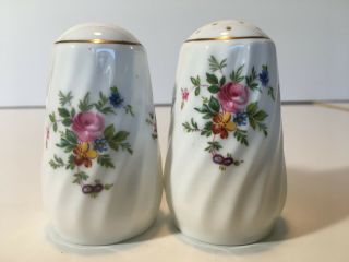 Vintage Minton By Marlow Bone China Salt And Pepper Shakers Pair White Floral