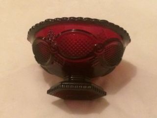 Vintage Avon Cape Cod 1876 Ruby Red Glass Pedestal Candy Dish 6”