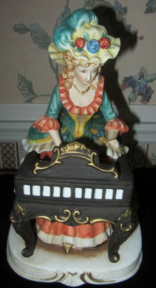 Vtg Melody In Motion Hand Painted Porcelain Victorian Piano Player Seiji Nakane