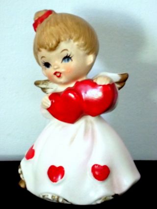 Vintage 1960 ' s Lefton Valentine Angel Girl Figurine 7699 5