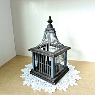 Vintage Rustic Wood and Wire Decorative Bird Cage 12 1/2 Inches 3