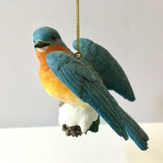 Danbury Bluebird Songbird Christmas Tree Ornament Bird Figurine Gold Tag