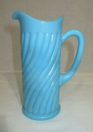 Vintage Blue Opaline Milk Glass Mini Pitcher