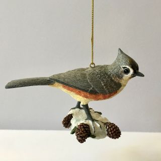 Danbury Titmouse Songbird Christmas Tree Ornament Bird Figurine Gold Tag