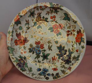 Daher Decorated Ware Floral Flowers W Gold 10 - 1/4 " Tin Metal Bowl England 1971