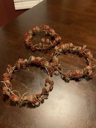 Partylite Moroccan Spice Beaded Pillar Candle Ring 4 " X 3.