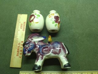 Vintage Donkey/ Burro With Baskets Salt And Pepper Shakers - Ceramic