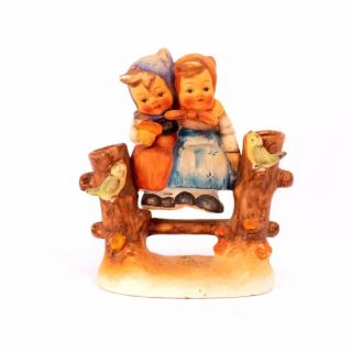 Vintage Fake Hummel Style Figurine - Two Girls On A Fence - Made In Japan