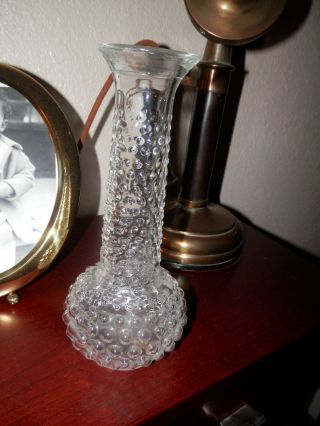 Vintage Clear Glass Hobnail Bud Vase - 7 1/2 " Tall