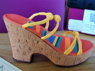 Just The Right Shoe - Cork Wedge Tangerine,  Limited Artist 