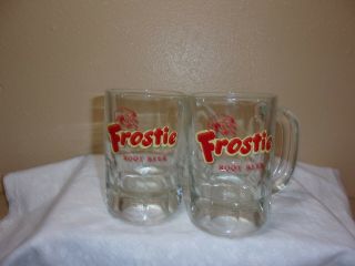 Set Of 2 Vintage Glass Frosty Root Beer Mugs
