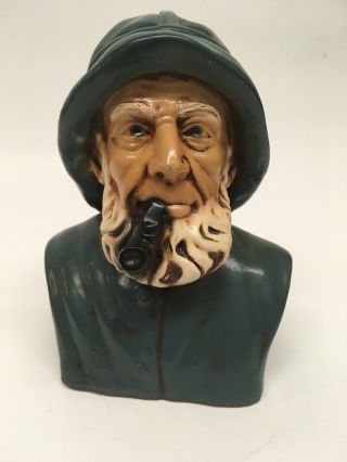 Old Salty Sea Captain Sailor Bust Smoking Pipe Terrestone By Orzeck Ware Mass