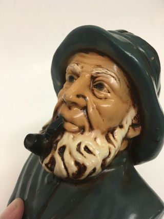 Old Salty Sea Captain Sailor Bust Smoking Pipe Terrestone By Orzeck Ware MASS 3