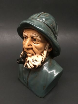 Old Salty Sea Captain Sailor Bust Smoking Pipe Terrestone By Orzeck Ware MASS 4