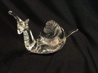 Hand Blown Art Glass Clear Snail 5 Inches Euc