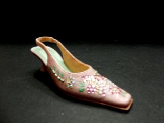 Just The Right Shoe By Raine 2002 " Pretty In Pink " Sling Back Kitten Heel Euc