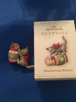 2006 Hallmark Mischievous Kittens Keepsake Ornament 8th In Series Grey Cat 8