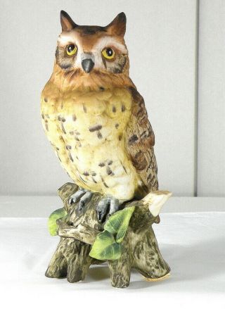 Angeline Hand Painted Horned Owl Figuring From Japan,  6 " Tall