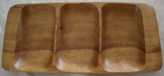 Vintage Acacia Wood Hand Crafted In The Philippines Divided Dish Tray