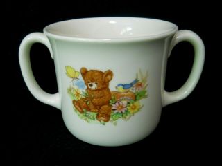 Vintage Royal KENT Child ' s 2 Handled Mug Cup / Staffordshire England/BEAR Design 3