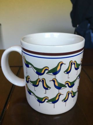 Vintage Bird Sand Piper Mug Cup Japan Beach Ocean Colorful