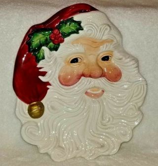 Fitz & Floyd Essentials Ff Christmas Santa Face Canape Plate Wall Decor
