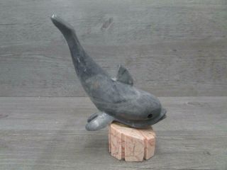 Delfin C/pea No.  2 Artesanias Onix Dolphin Stone Carved Sea Life Figure