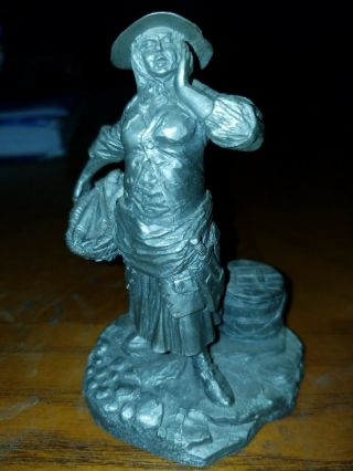 The Fishwoman Figurine Fine Pewter By The Franklin 1977