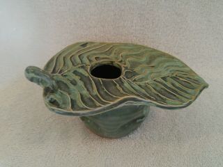 Handcrafted Hand Made Art Pottery Flower Frog Bowl Signed