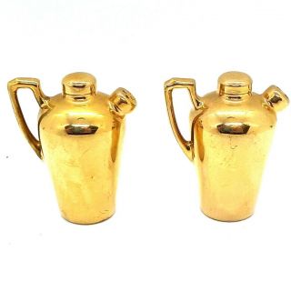 Vintage Goldtone Milk Jug Salt And Pepper Shakers Set - Collectible From The 70s