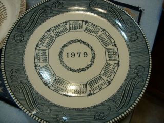 Vintage Royal China Currier Ives Style Blue & White 1979 Calendar Plate - 10 "
