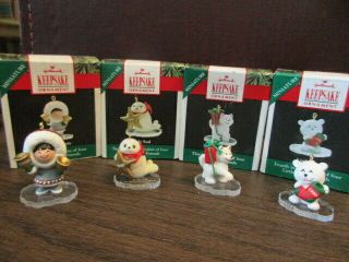 Hallmark Ornaments Little Frosty Friends 1 - 2 - 3&4 Full Set 1990 Christmas