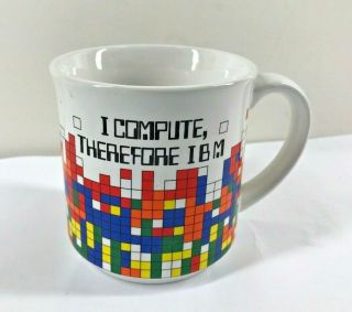Vintage I Compute Therefore Ibm Mug Coffee Cup Computer Tech Geek Nerd Pixels